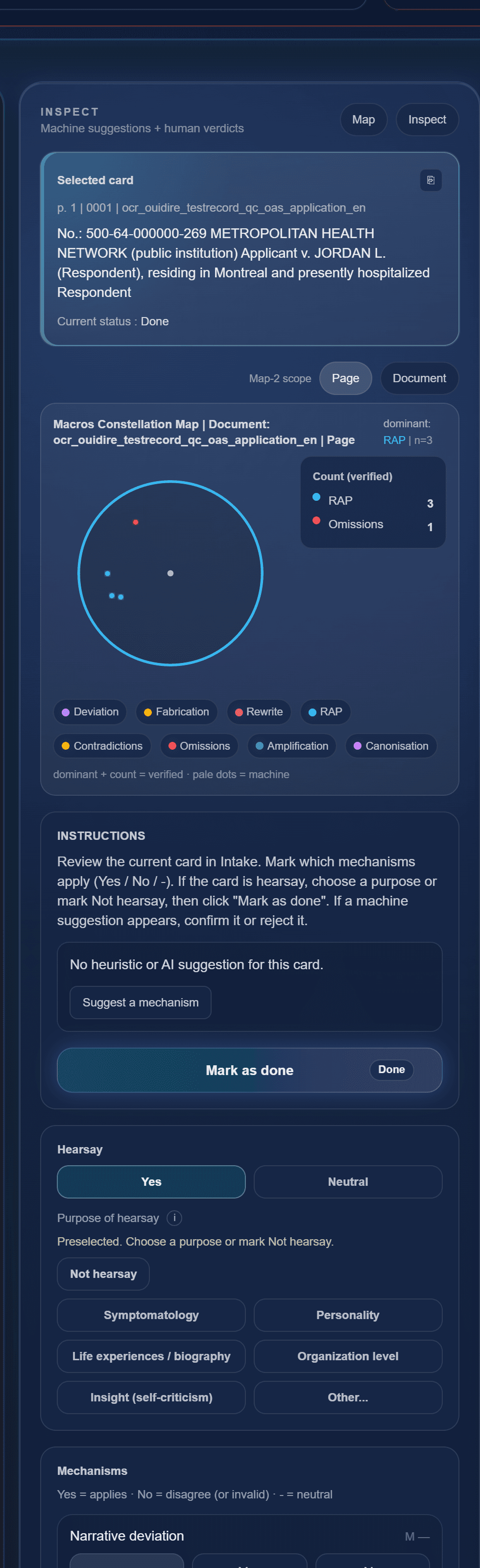 On desktop, Inspect occupies the center column and also contains the Macros Constellation Map
